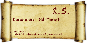 Kenderesi Sámuel névjegykártya